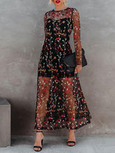 Women's Dresses Round Neck Suspender Embroidered Mesh Two-Piece Dress
